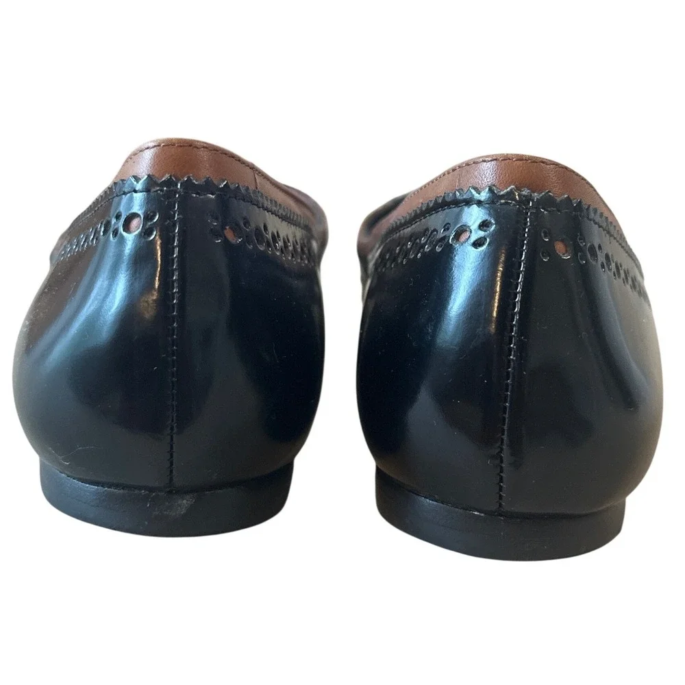 Tory Burch Darlene Two-Tone‎ Wingtip Pointed Toe Leather Flats 8.5